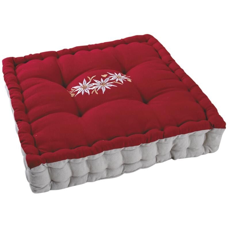Edelweiss square cushion in cotton and linen-NCO2360