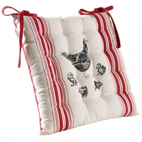 Coussin de chaise motif poules rétro-NCO2500