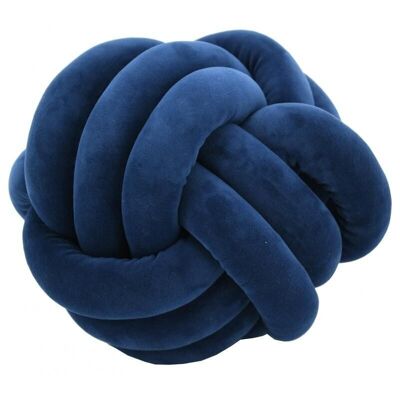 Coussin noeud en velours bleu-NCO2573