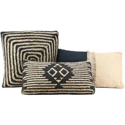 Cushions in jute and black cotton-NCO261S