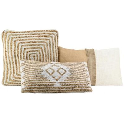 Coussins en jute et coton blanc-NCO262S