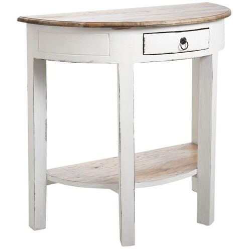 Console demi-lune en bois blanc antique-NCS1220