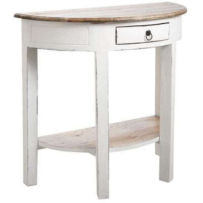 Demilune console in antique white wood-NCS1220