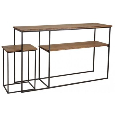 Console with table in wood and metal-NCS1370