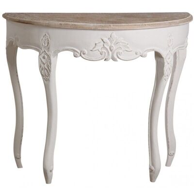 Console demi-lune en manguier blanc-NCS1410