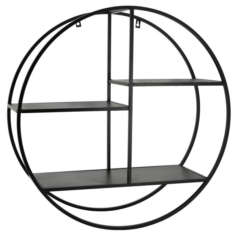 Round black metal wall shelf-NEM1370