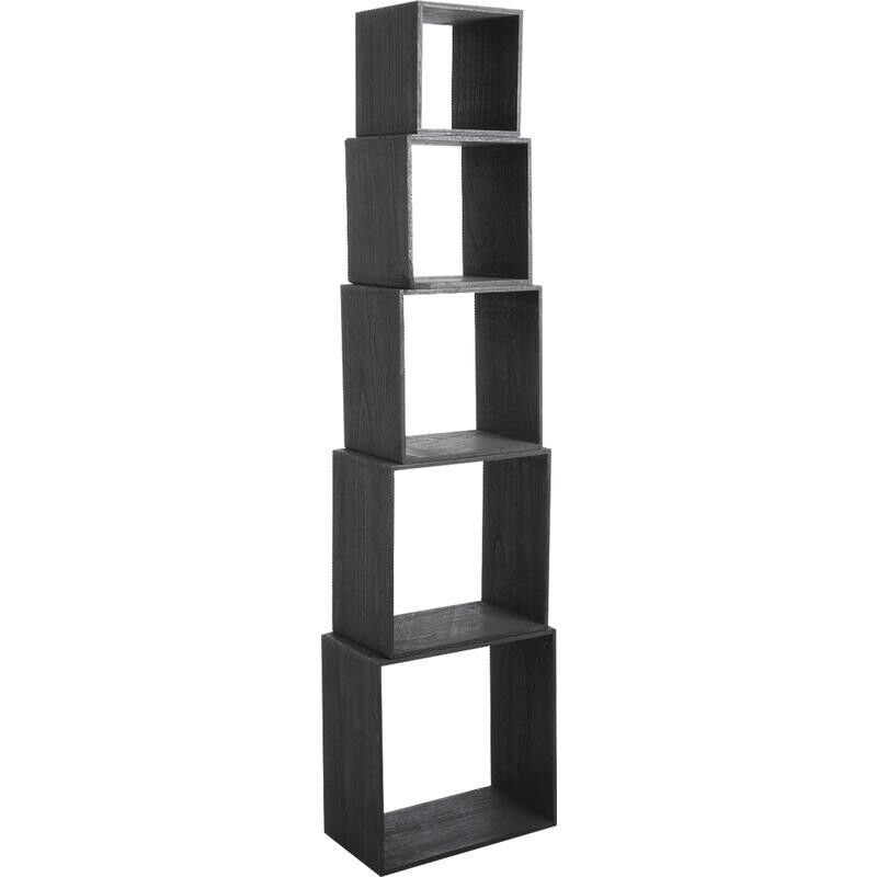 S/5 étagères carrées en paulownia noir-NET188S