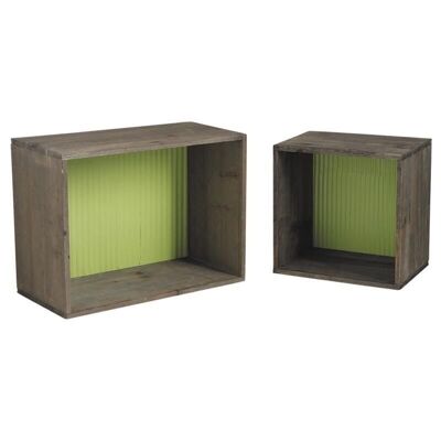 Shelves in wood and zinc-NET208S