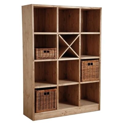 Shelf 12 compartments in honey waxed spruce-NET2180