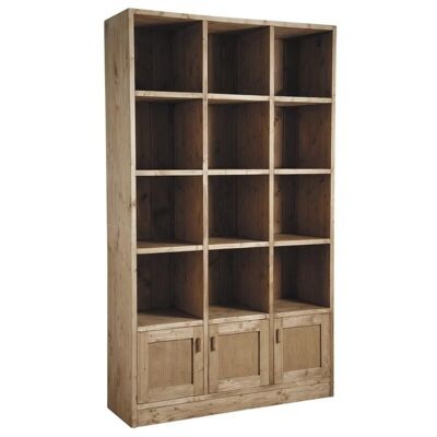 Shelving unit 12 compartments 3 doors in honey waxed spruce-NET2200