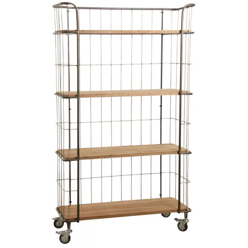 Mensola in legno e metallo su ruote-NET2310
