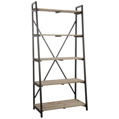 Inclined shelf in black metal and wood-NET2360