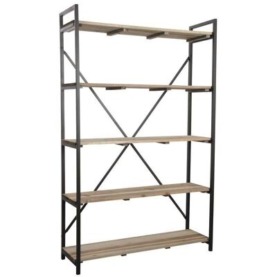 Shelf in black metal and wood-NET2370