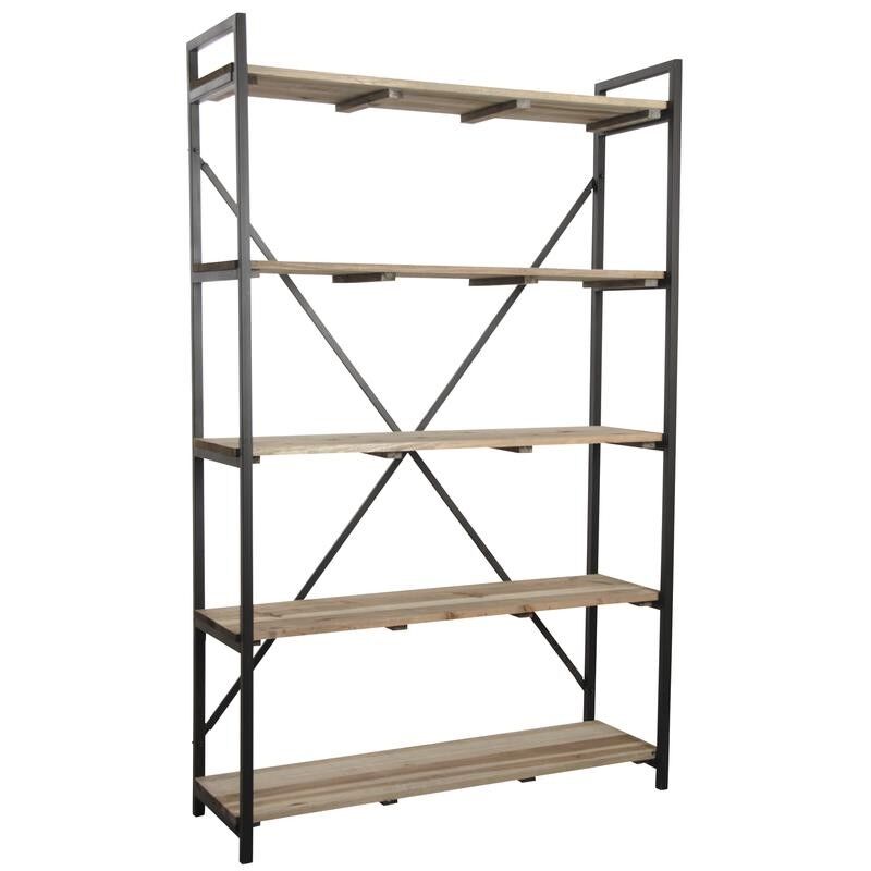 Estante en metal negro y madera-NET2370