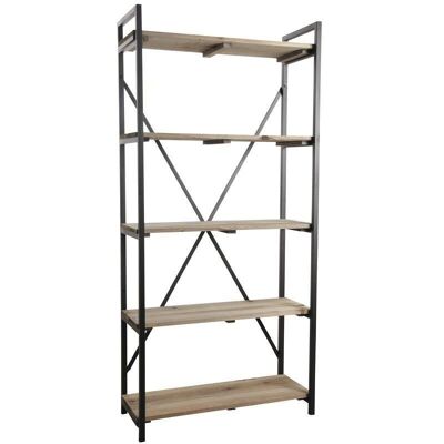 Shelf in black metal and wood-NET2380