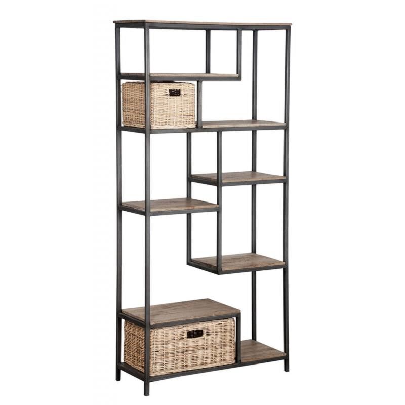 Asymmetrical shelf in metal and wood-NET2490