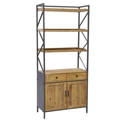 Pine and metal shelf-NET2630