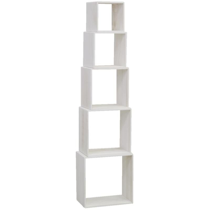 Estantes cuadrados S/5 en madera blanca-NET267S