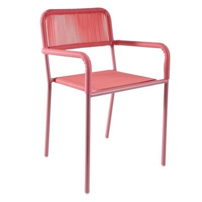 Sedia per bambini in poliresina e metallo laccato rosa-NFE1440