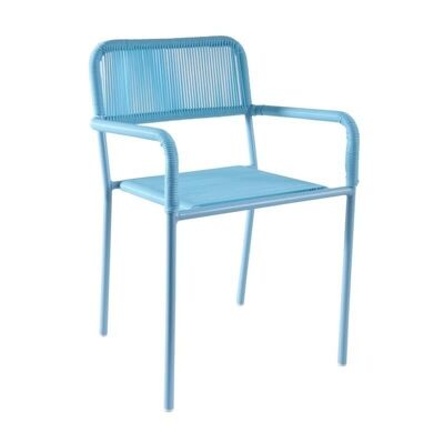 Kinderstuhl aus Polyresin und blau lackiertem Metall-NFE1450
