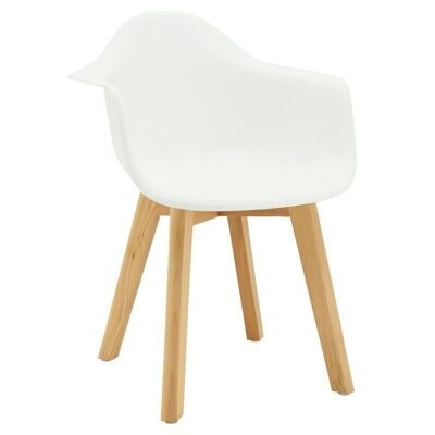 Children's armchair in white polypro and beech-NFE1521