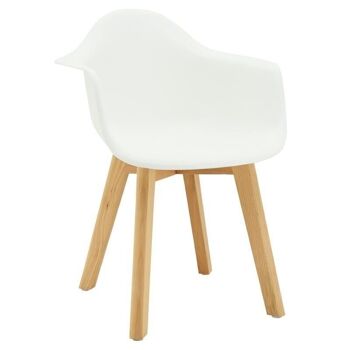 Fauteuil enfant en polypro blanc et hêtre-NFE1521