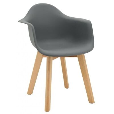 Poltroncina per bambini in polypro grigio e faggio-NFE1523