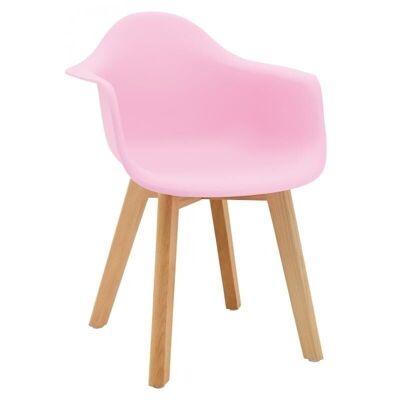 Children's armchair in pink polypro and beech-NFE1524