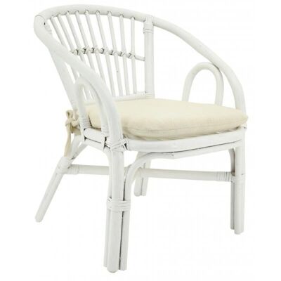 White lacquered rattan armchair-NFE1530C