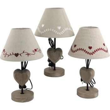 Lampe en bois motif coeurs-NLA1450