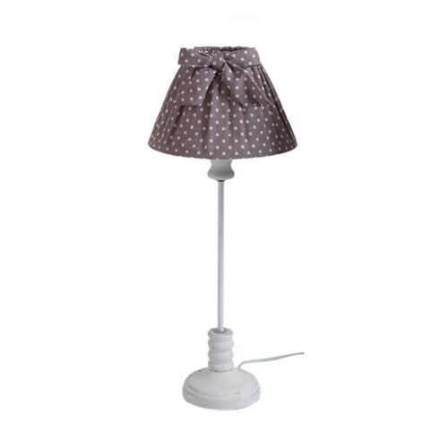 Lampe en bois et coton gris-NLA1841