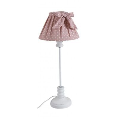 Lamp in wood and pink cotton-NLA1842