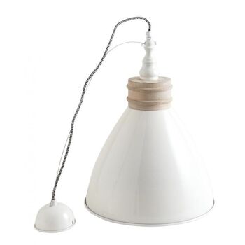 Lampe suspension en métal laqué ivoire et bois-NLA1880 3
