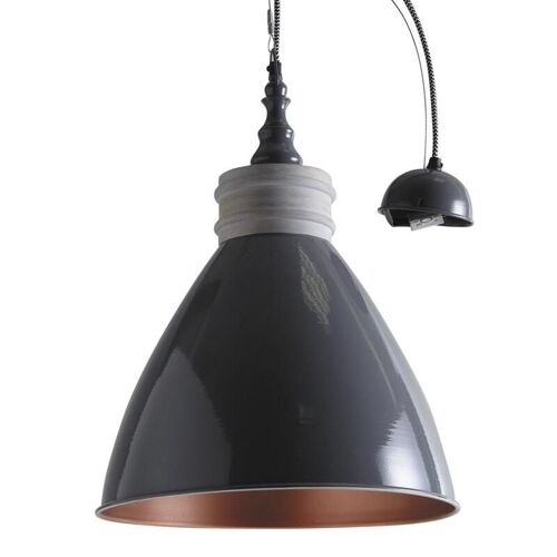 Lampe suspension en métal laqué gris et bois-NLA1900