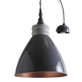 Lampe suspension en métal laqué gris et bois-NLA1900 1