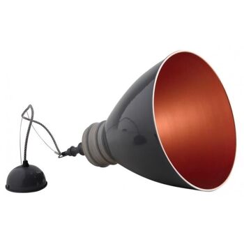 Lampe suspension en métal laqué gris et bois-NLA1900 2