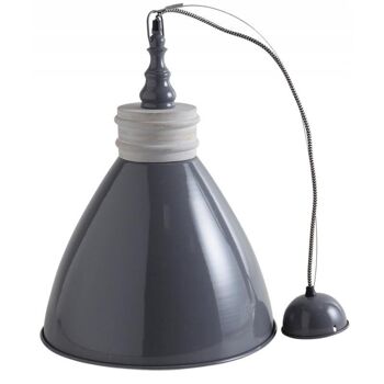 Lampe suspension en métal laqué gris et bois-NLA1900 3