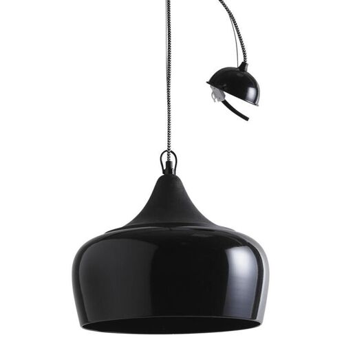 Lampe en métal laqué noir et bois-NLA1920