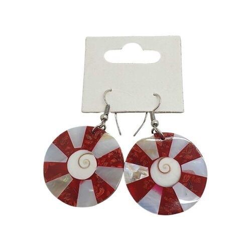 Vie Naturals Red Circle Seashell Earring