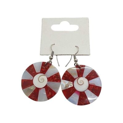 Vie Naturals Red Circle Muschelohrring