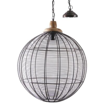 Pendant lamp in copper metal and wood-NLA2080