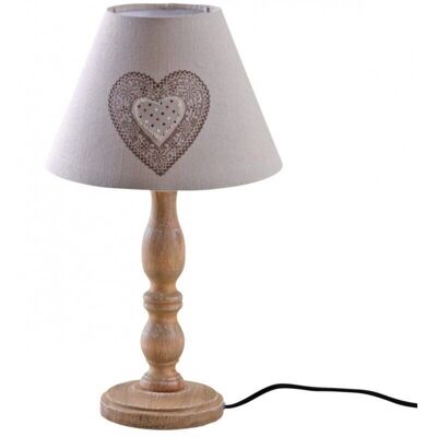 Tischlampe Herz aus Holz und Baumwolle-NLA2200