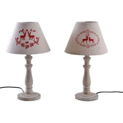Deer lamp in wood and cotton-NLA2220