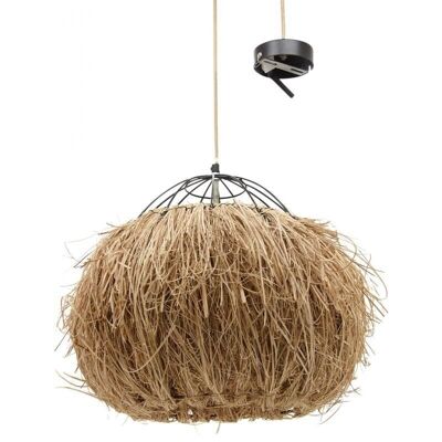 Round pendant lamp in natural rush and metal-NLA2470