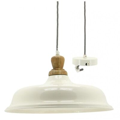 Pendant lamp in lacquered metal and wood-NLA2482