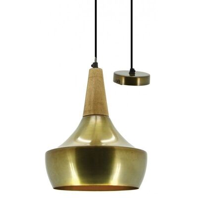 Lámpara colgante en metal y madera-NLA2540