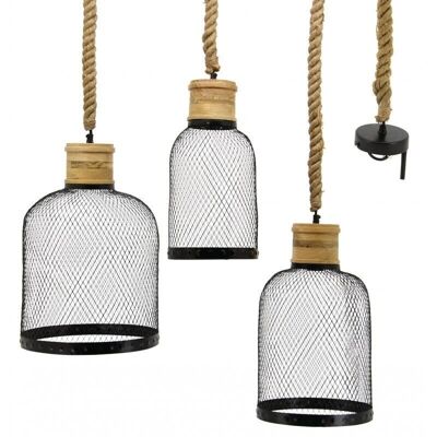 Metal and rope pendant lights-NLA258S