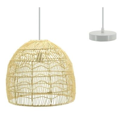 Hanging lamp in wavy natural rattan and metal-NLA2750