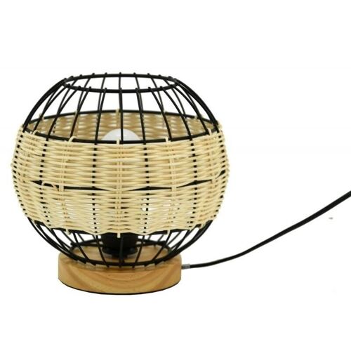 Lampe boule en rotin naturel et métal-NLA2800