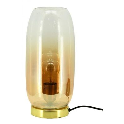 Lámpara de mesa en cristal ámbar y metal dorado-NLA2900V